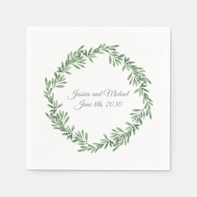 Watercolor Rosemary Wreath  Napkins (Front)