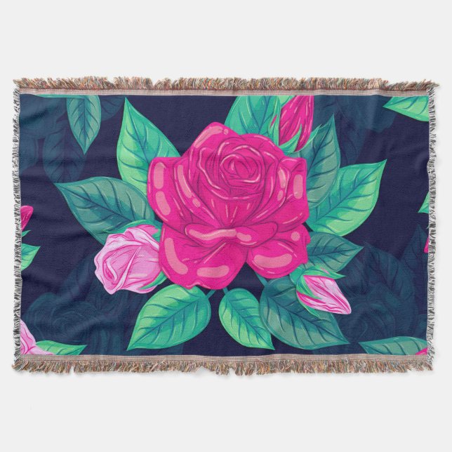 Watercolor Roses 13 Throw Blanket (Front)