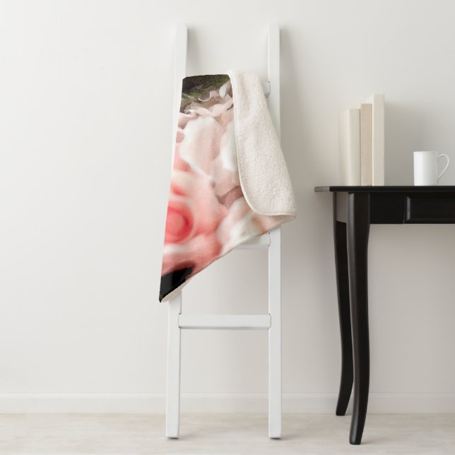 Watercolor Roses 25 Sherpa Blanket (In Situ)