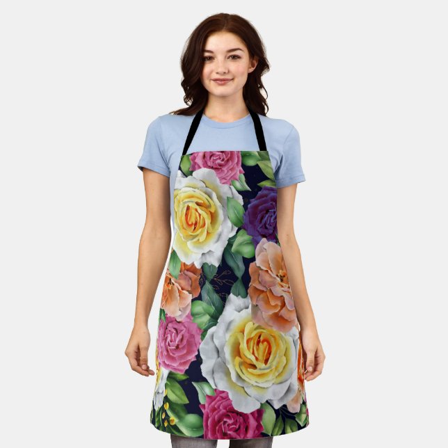 Watercolor Roses 29 Apron (Worn)