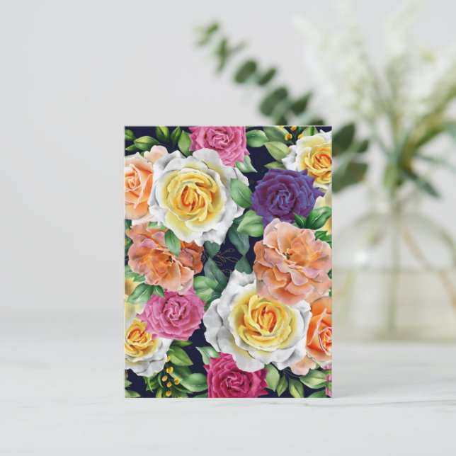 Watercolor Roses 29 Postcard (Standing Front)
