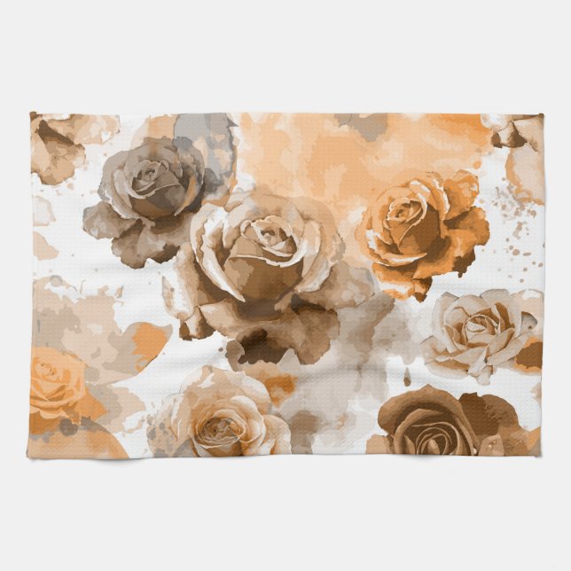 Watercolor Roses 2 Kitchen Towel (Horizontal)