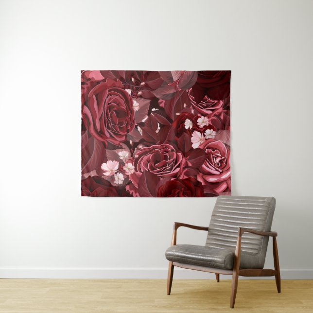 Watercolor Roses 35 Tapestry (In Situ (Horizontal))