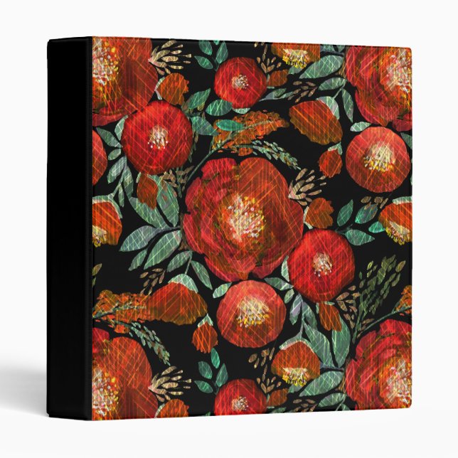 Watercolor, roses. 3 ring binder (Front/Spine)
