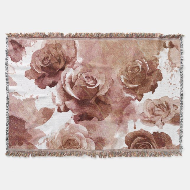 Watercolor Roses 3 Throw Blanket (Front)