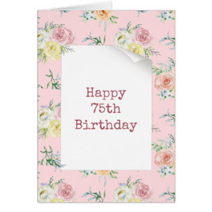 Watercolor Roses 75th Birthday Cards