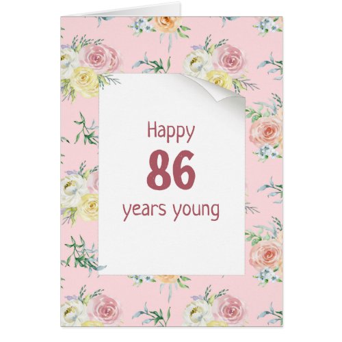 Watercolor Roses 86th Birthday