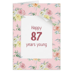 Watercolor Roses 87th Birthday Cards