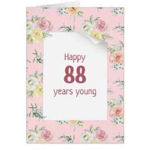 Watercolor Roses 88th Birthday Cards