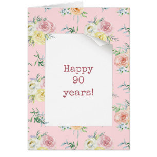 Watercolor Roses 90th Birthday Cards