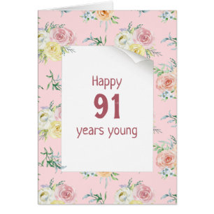 Watercolor Roses 91st Birthday Cards