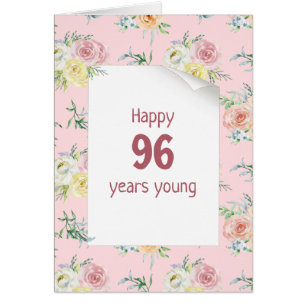 Watercolor Roses 96th Birthday Cards