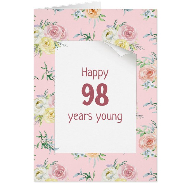 Watercolor Roses 98th Birthday (Front)
