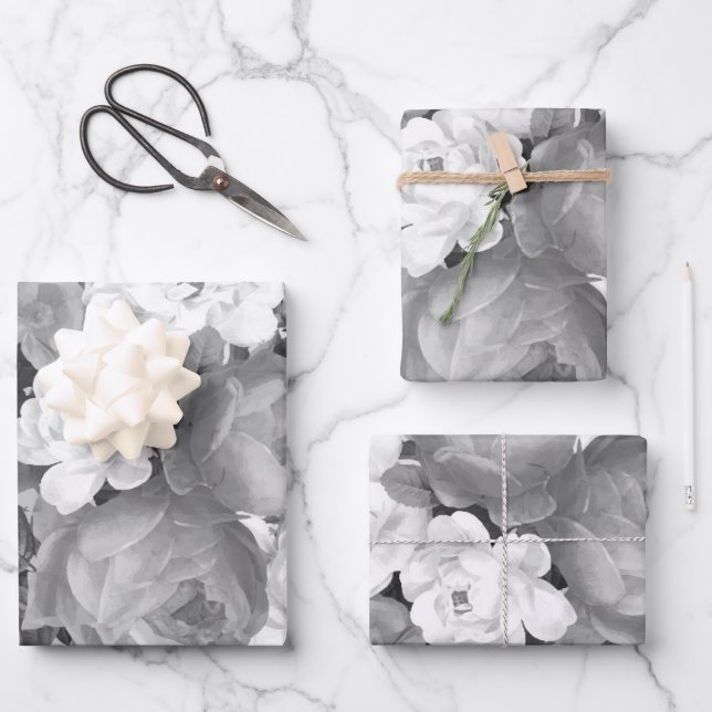 Watercolor Roses 9 Wrapping Paper Sheets (Front)