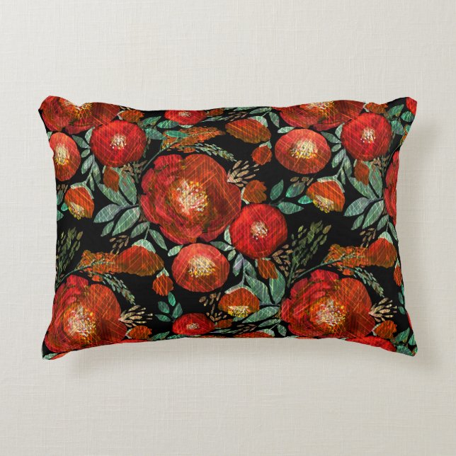 Watercolor, roses. accent pillow (Front)