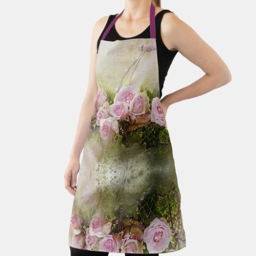 watercolor_roses_and_basket apron