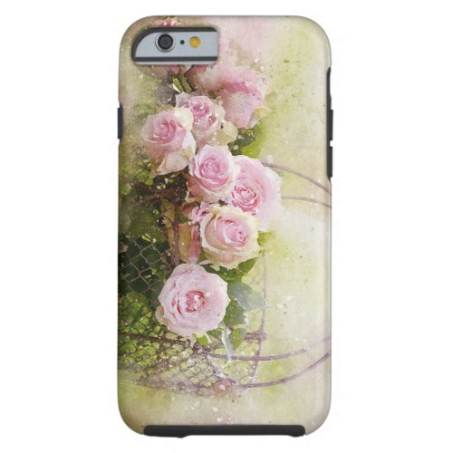watercolor_roses_and_basket tough iPhone 6 case
