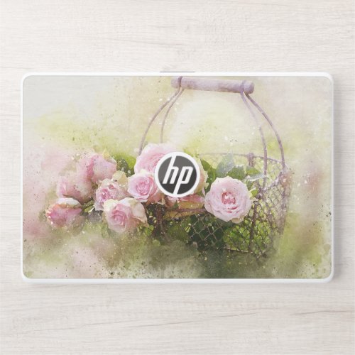 watercolor_roses_and_basket HP laptop skin