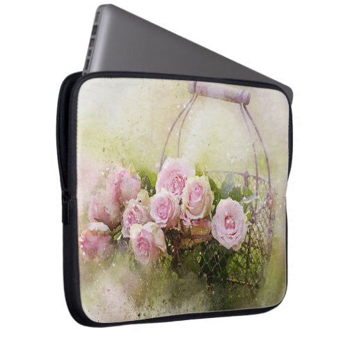 watercolor_roses_and_basket laptop sleeve