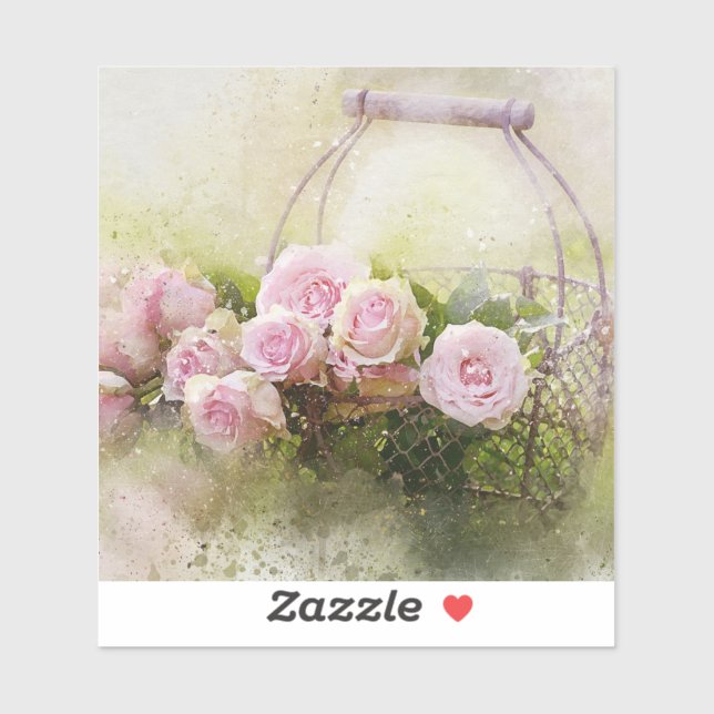watercolor-roses-and-basket sticker (Sheet)