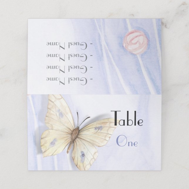 Watercolor roses and butterfly place card (Outside Unfolded)