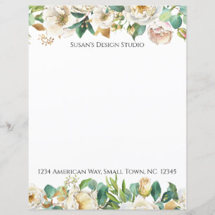 Watercolor Roses and Eucalyptus Stationery