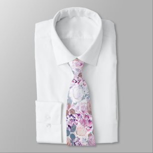 Watercolor roses and hydrangeas. neck tie