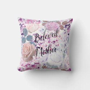 Watercolor roses and hydrangeas. throw pillow