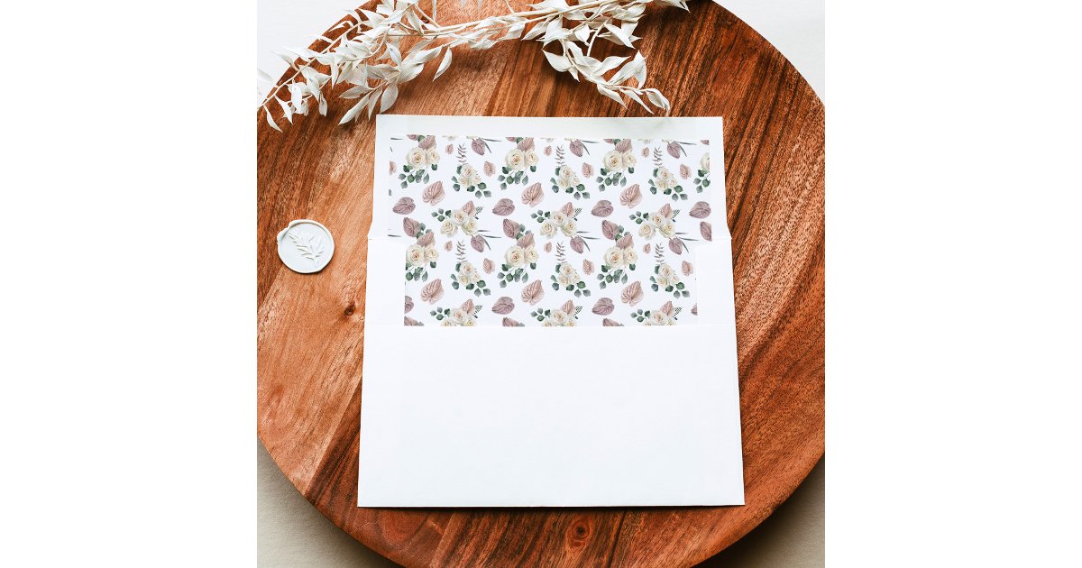 Watercolor Roses and Orchids Floral Pattern Envelope Liner | Zazzle