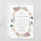 Watercolor Roses and Orchids Oval Frame Wedding Invitation (Front)