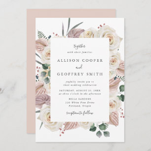 Watercolor Roses and Orchids Wedding Invitation