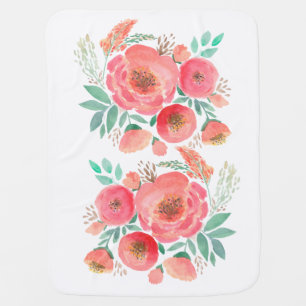 Watercolor, roses. baby blanket
