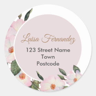 Watercolor Roses Ballerina Floral Address Circle Classic Round Sticker