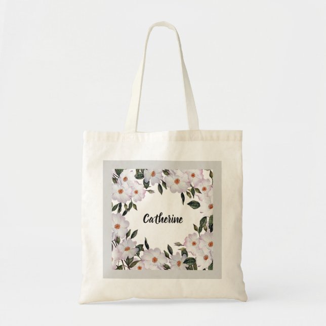 Watercolor Roses Ballerina Floral Art Tote Bag (Front)