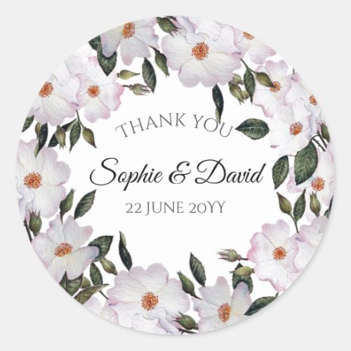Watercolor Roses Ballerina Floral Illustration Classic Round Sticker