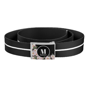 Watercolor Roses Ballerina Floral Monogram Circle Belt
