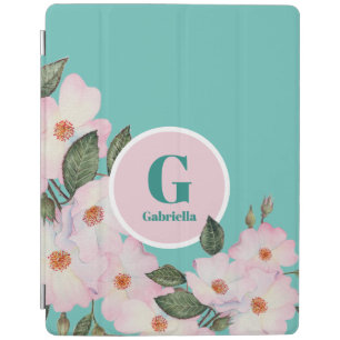 Watercolor Roses Ballerina Floral Monogram Circle iPad Smart Cover