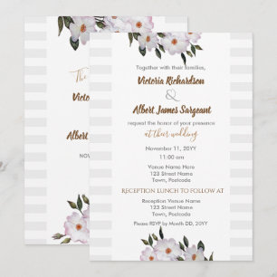Watercolor Roses Ballerina Wedding Invitation