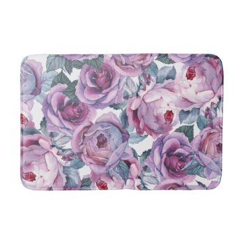 Watercolor Roses Bath Mat Floral Home Decor by DecorativeHome at Zazzle