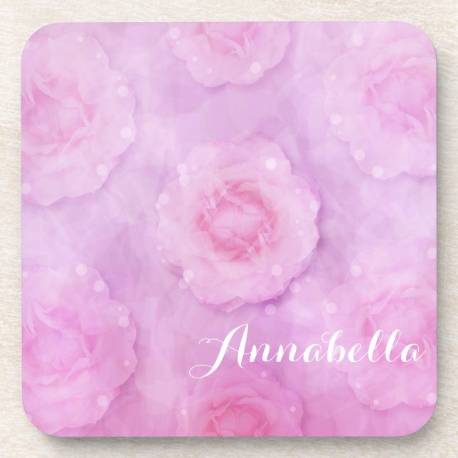 Watercolor roses beverage coaster (Front)