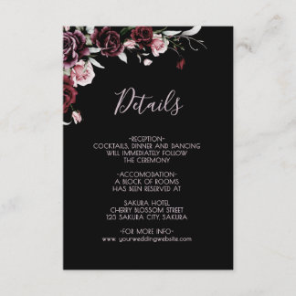 Watercolor Roses Black Floral Details Enclosure Card