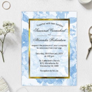 Watercolor Roses Blue Wedding