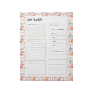 Watercolor Roses Bouquet 40 Pages Daily Planner Notepad