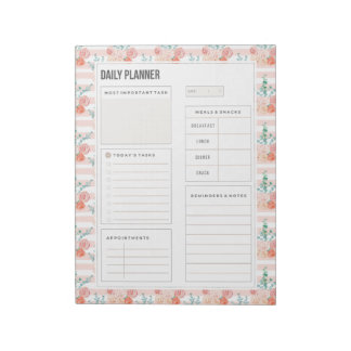 Watercolor Roses Bouquet 40 Pages Daily Planner Notepad