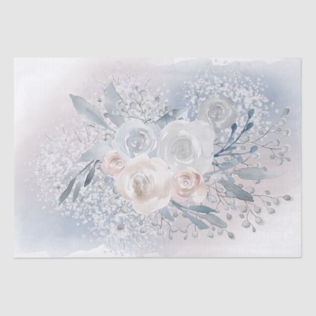 watercolor roses bouquet tissue paper (Front)