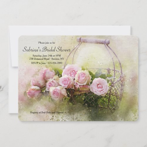 Watercolor Roses Bridal Shower Invitation