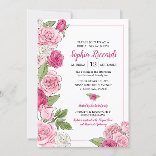 Watercolor Roses Bridal Shower Party Special Event Invitation
