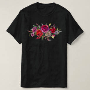 Watercolor Roses Colorful Bouquet of Flowers T-Shirt