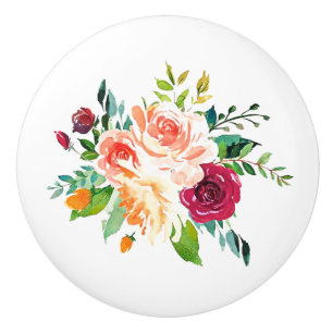 Watercolor Roses Country Ceramic Pull