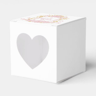 Watercolor Roses Crest Baptism Heart Favor Boxes